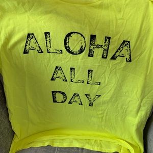 Aloha all day neon yellow shirt